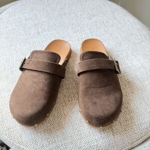 Studded Brown Suede Mules